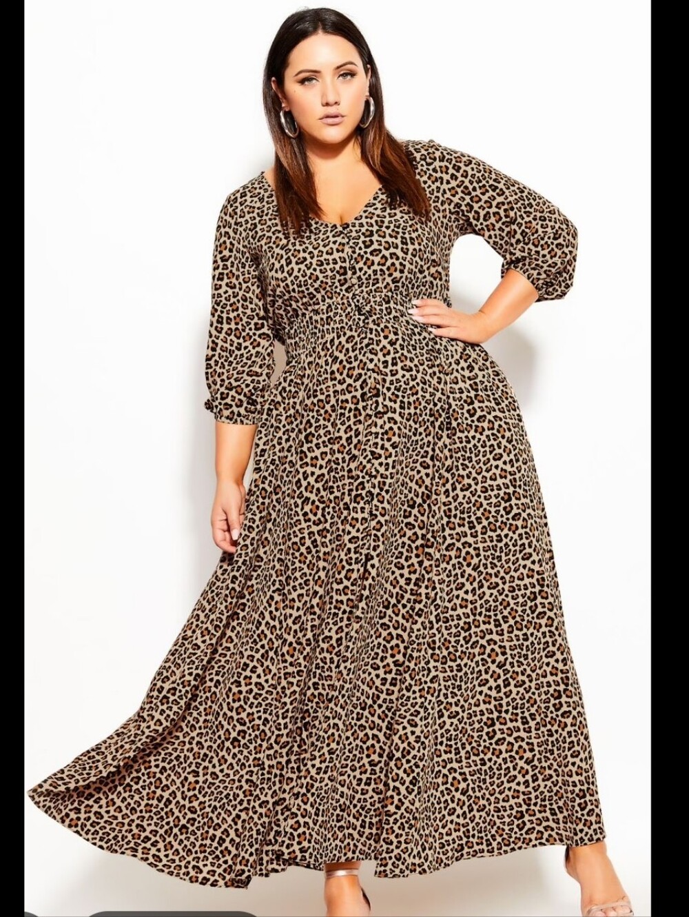 EUC City Chic Cheetah Print V-Neckline Maxi Dress